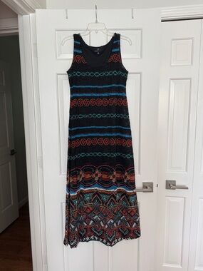 Ronni Nicole Black Maxi Dress with Multicolor Pattern